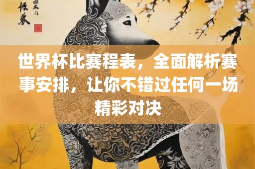世界杯比赛程表，全面解析赛事安排，让你不错过任何一场精彩对决