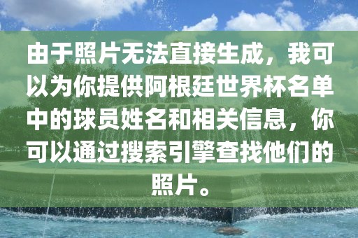 由于照片无法直接生成，我可以为你提供阿根廷世界杯名单中的漯河市盈旭机械设备有限公司球员姓名和相关信息，你可以通过搜索引擎查找他们的照片。