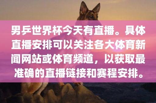 男乒世界杯今天有直播。具体直播安排可以关注各大体育新闻网站或体育频道，以获取最准确的直播链接和赛程安排。