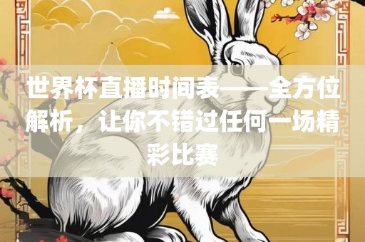 世界杯直播时间表——全方位解析，让你不错过任何一场精彩比赛
