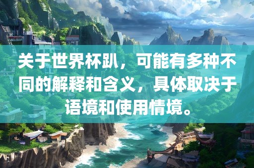 关于世界杯趴，可能有多种不同的解释和含义，具体取决于语境和使用情境。