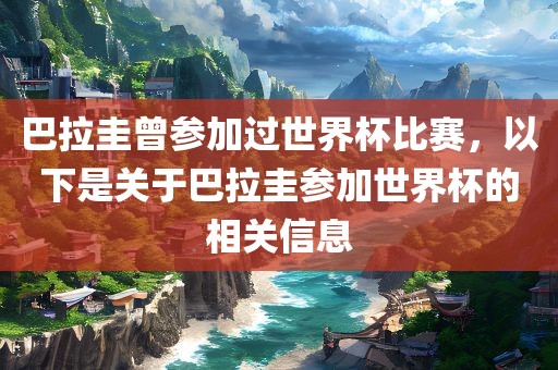 巴拉圭曾参加过世界杯比赛，以下是关于巴拉圭参加世界杯的相关信息