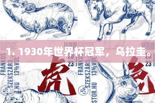 1. 1930年世界杯冠军，乌拉圭。