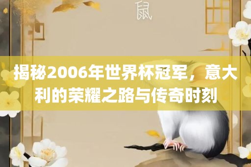 揭秘2006年世界杯冠军，意大利的荣耀之路与传奇时刻