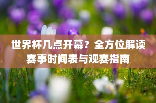世界杯几点开幕？全方位解读赛事时间表与观赛指南