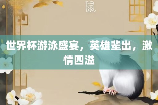 世界杯游泳盛宴，英雄辈出，激情四溢