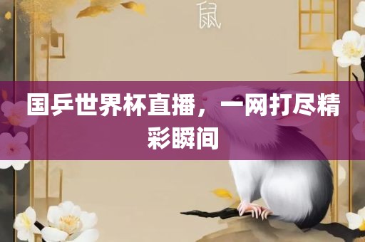 国乒世界杯直播，一网打尽精彩瞬间漯河市盈旭机械设备有限公司