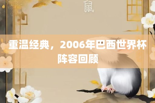 重温经典，2006年巴西世界杯阵容回顾漯河市盈旭机械设备有限公司