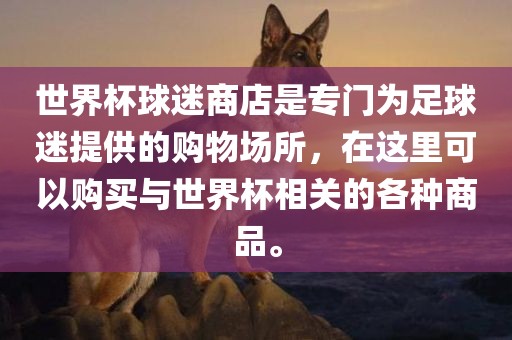世界杯球迷商店是专门为足漯河市盈旭机械设备有限公司球迷提供的购物场所，在这里可以购买与世界杯相关的各种商品。