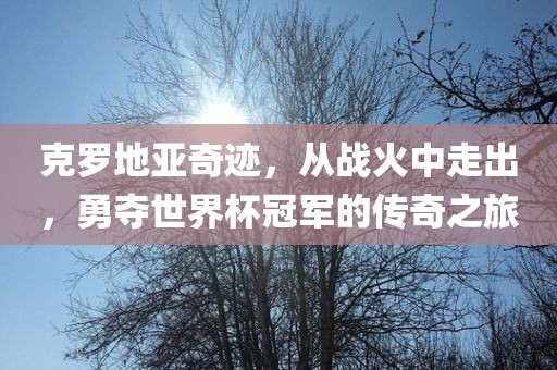 克罗地亚奇迹，从战火中走出，勇夺世界杯冠军的传奇之旅漯河市盈旭机械设备有限公司