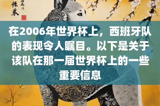 在2006年世界杯上，西班牙队的表现令人瞩目。以下是关于该队在那一届世界杯上的一些重要信息