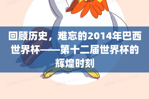 回顾历史，难忘的2014年巴西世界杯——第十二漯河市盈旭机械设备有限公司届世界杯的辉煌时刻