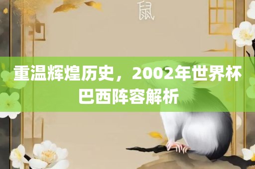 重温辉煌历史，2002年世界杯巴西阵容解析漯河市盈旭机械设备有限公司