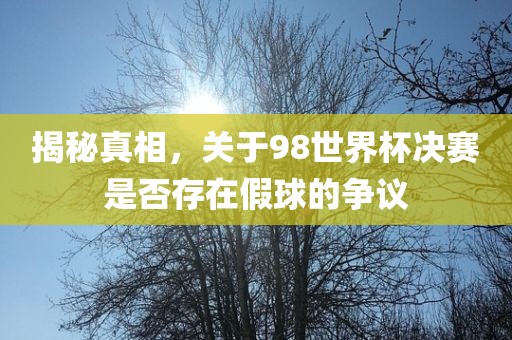 揭秘真相，关于98世界杯决漯河市盈旭机械设备有限公司赛是否存在假球的争议