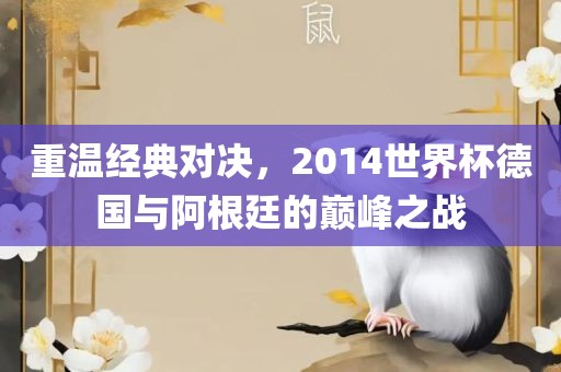 重温经典对决，2014世界杯德国与阿根廷的巅峰之战