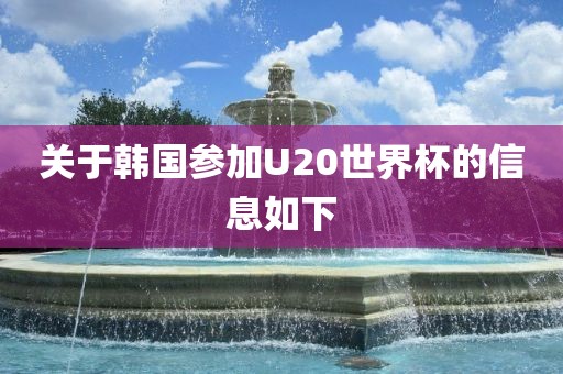 关于韩国参加U20世界杯的信息如下