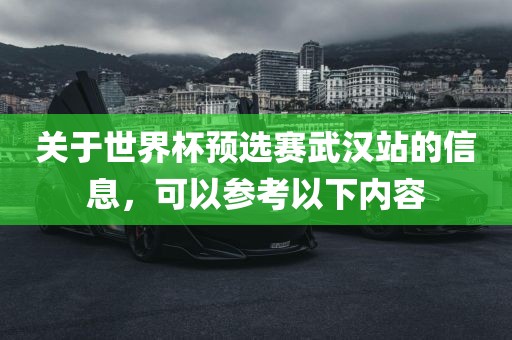 关于世界杯预选赛武汉站的信息，可以参考以下内容漯河市盈旭机械设备有限公司