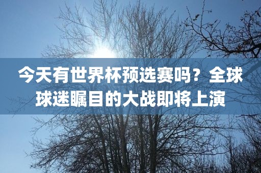 今天有世界杯预选赛吗？全球球迷瞩目的大战即将上演