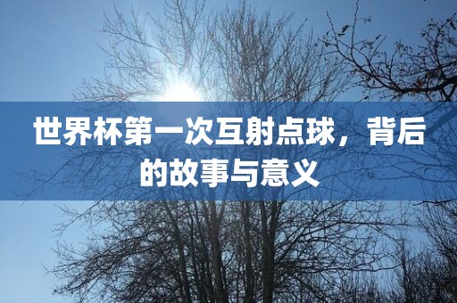世界杯第一次互射点球，背后的故事与意义