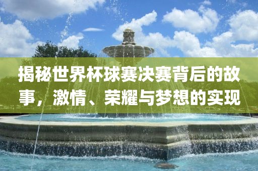 揭秘世界杯球赛决赛背后的故事，激情、荣耀与梦想的实现漯河市盈旭机械设备有限公司